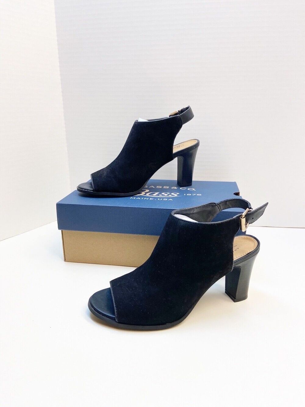 Bass Cydney Black Suede Mule Sandal Heel Size 8